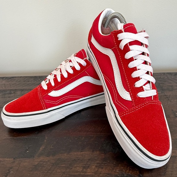 Vans Shoes - Vans Old Skool Low Top Sneaker in Racing Red Women's 7.5 / Men's 6 Suede Canvas